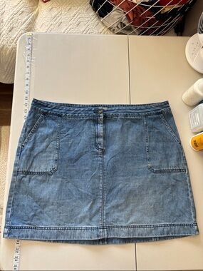 Boden Denim Blue Jean Mini Skirt Size 16 100% Cotton Classic Ranch 90s Cowgirl